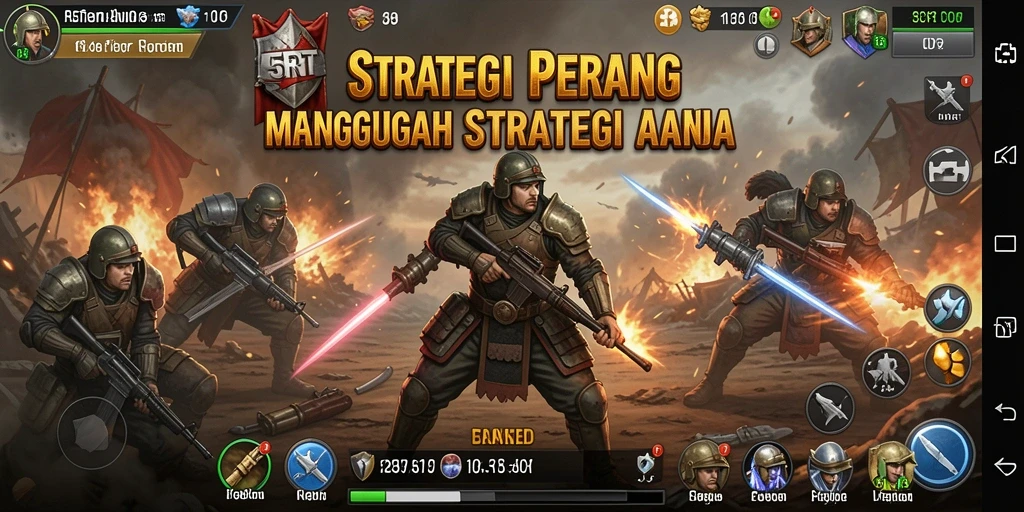 Tampilan aksi real-time dalam 5RT dengan pertempuran strategi yang intens.
