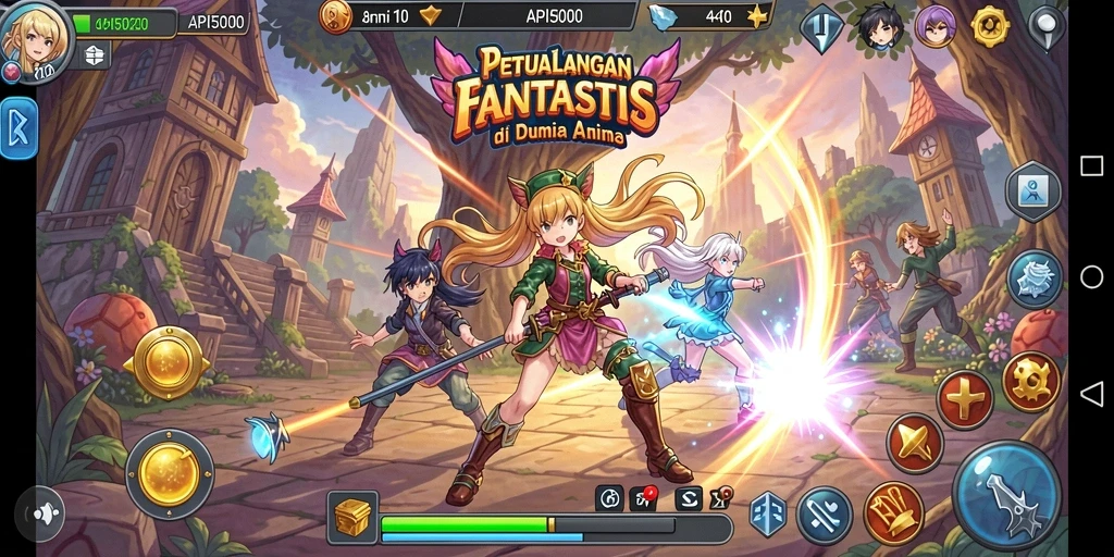 Tampilan gameplay API5000 yang menarik dengan karakter anime yang dinamis.