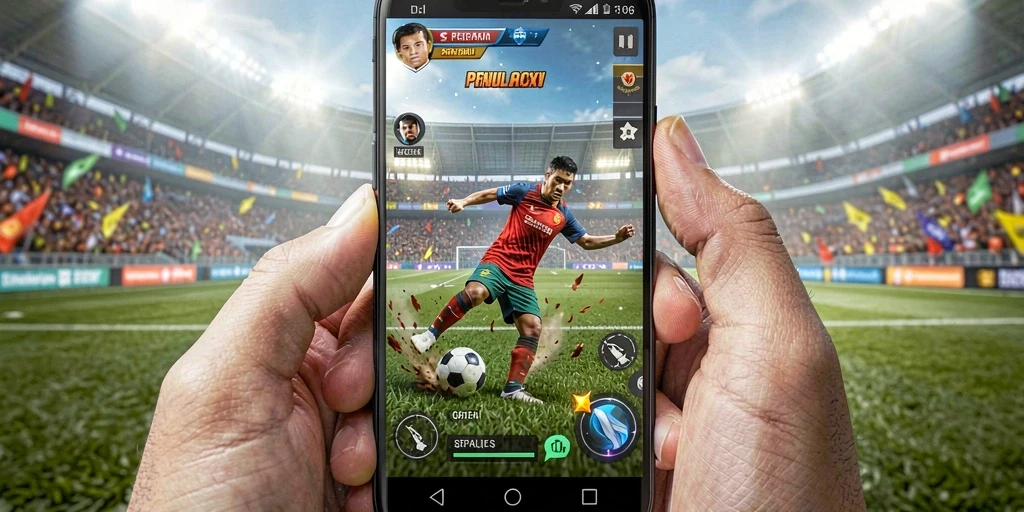 Tangkapan layar D06 menampilkan aksi pertandingan sepak bola yang seru dan mendebarkan.