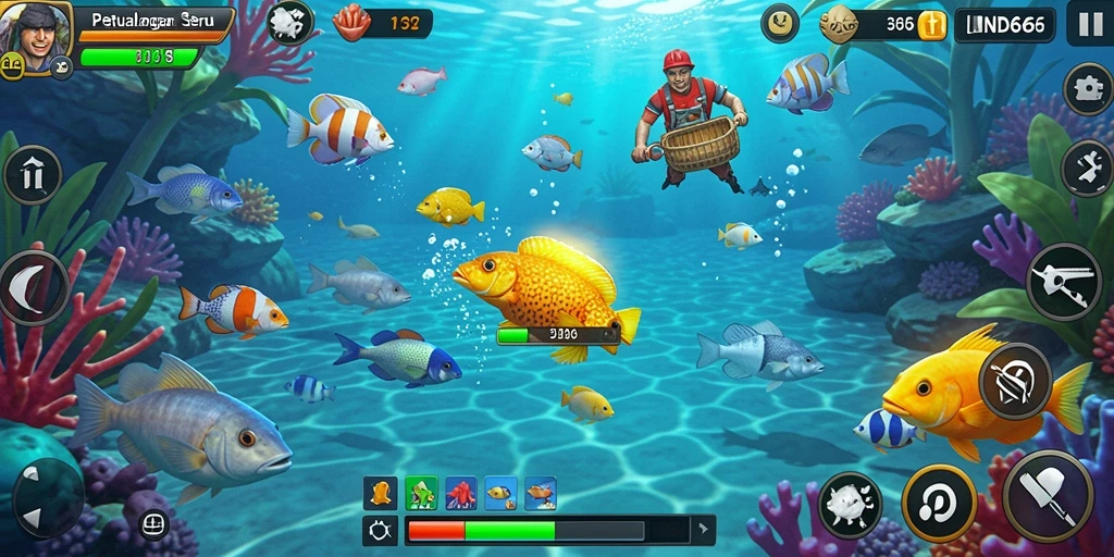 Screenshot gameplay IND666 menampilkan aksi seru menembak ikan.