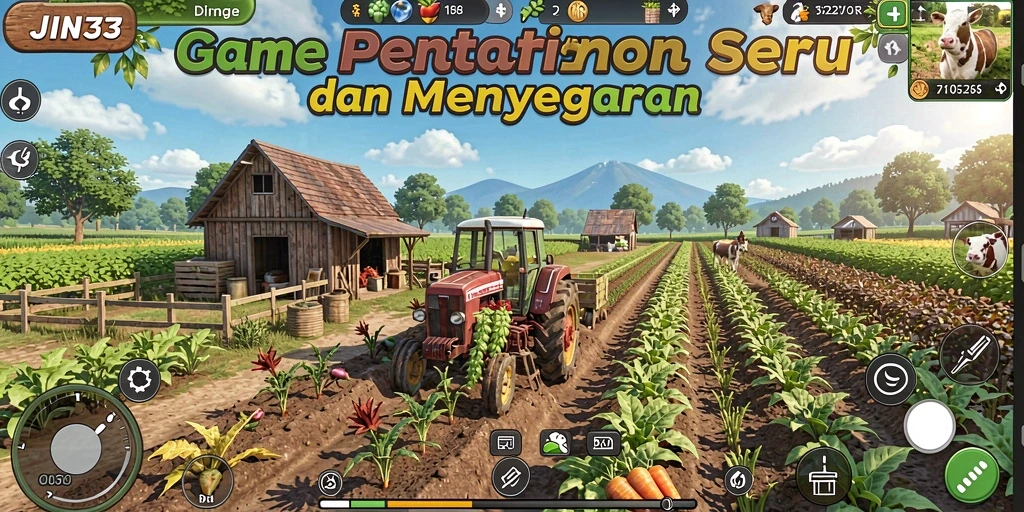 Screenshot gameplay JIN33 menampilkan aktivitas bertani yang menarik.