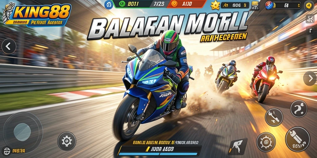 Tampilan aksi balapan motor yang mendebarkan dalam KING88.