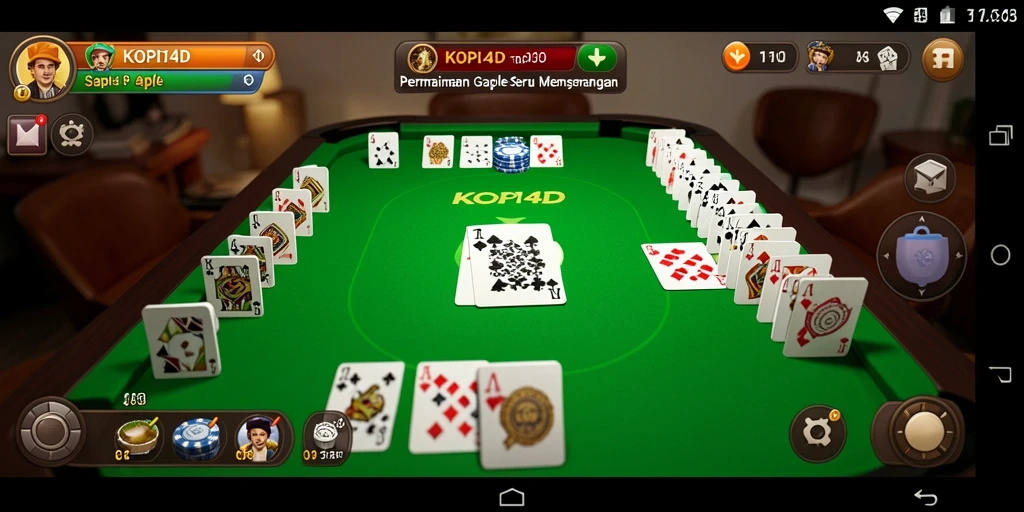 Screenshot KOPI4D menampilkan gameplay Gaple yang seru dan interaktif.