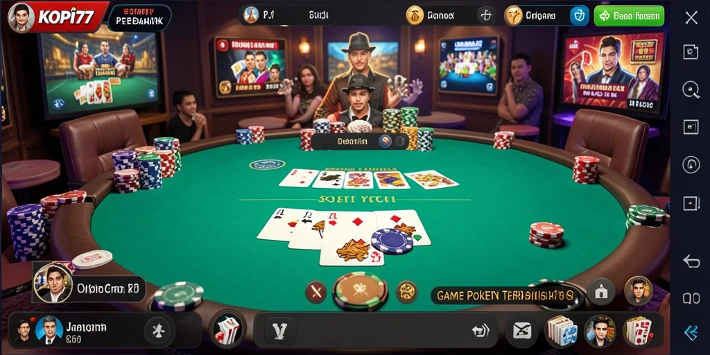 Tampilan gameplay KOPI77 yang seru dan interaktif dalam permainan Poker.