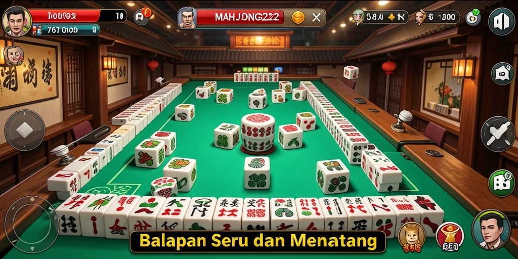 Tangkapan layar gameplay balapan seru dalam MAHJONG222.