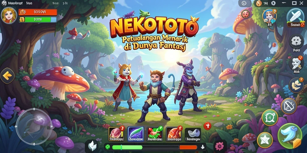 Tampilan gameplay seru NEKOTOTO di dunia fantasi.
