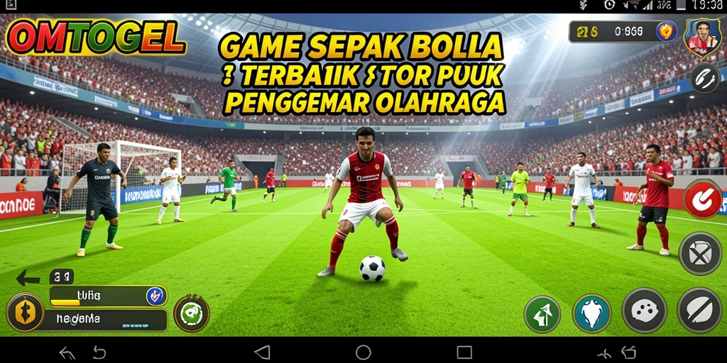 Screenshot gameplay OMTOGEL menunjukkan aksi sepak bola yang mendebarkan.