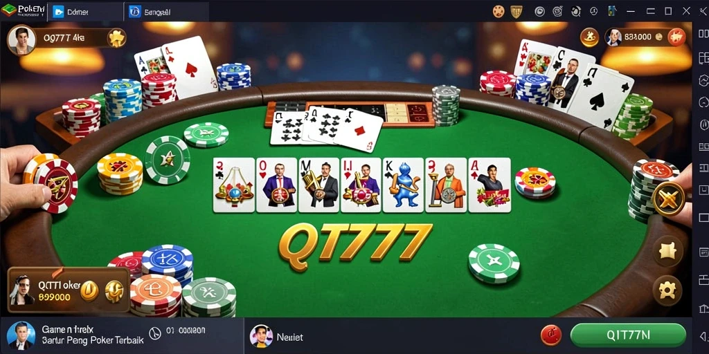Screenshot QT777 menampilkan aksi seru permainan Poker yang mendebarkan.