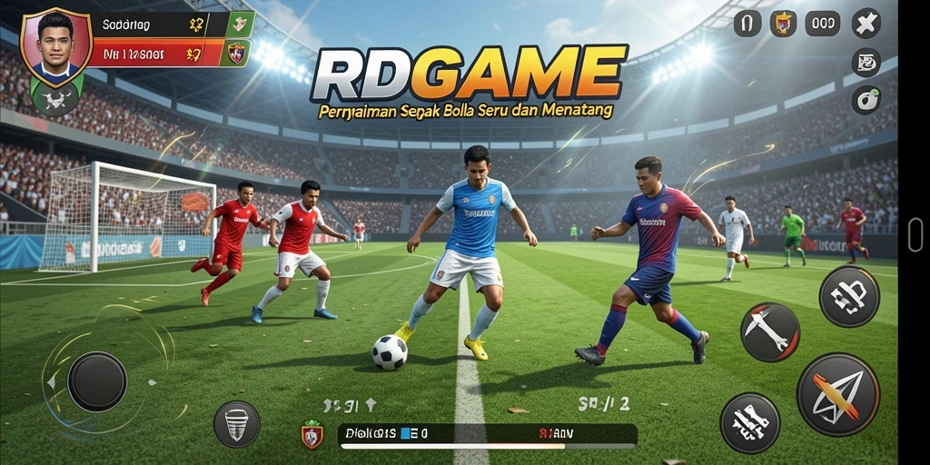 Gameplay RPGAME yang menampilkan aksi sepak bola mendebarkan.