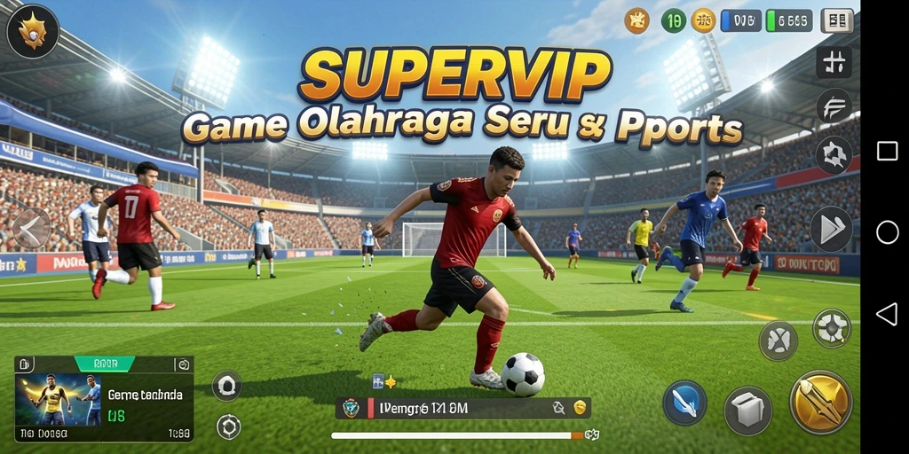 Gameplay SUPERVIP yang seru dan kompetitif dalam olahraga.