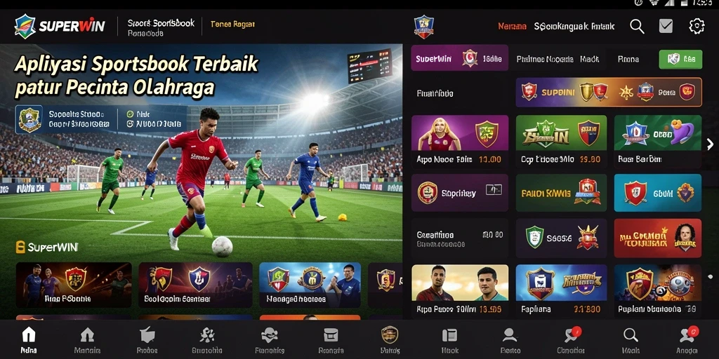 Tampilan utama SUPERWIN dengan fitur taruhan olahraga yang menarik.