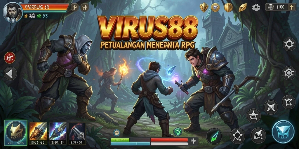 Tampilan gameplay <strong>VIRUS88</strong> yang mendebarkan dan penuh aksi RPG.