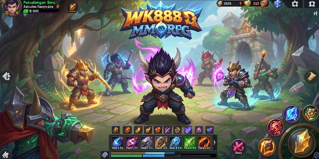 Tampak layar permainan WK888 yang menampilkan aksi seru dalam MMORPG.